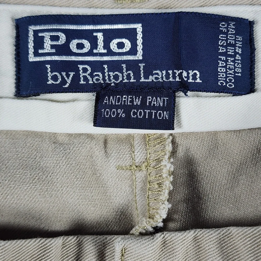 Polo Ralph Lauren Andrew Pant Mens 38x30 Fit 36x29 Tan Pleated Chinos VTG